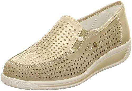 ARA -  SCARPA IN PELLE TRAFORATA BEIGE E ORO CON LEGGERA ZEPPETTA 12-36337 - Foto 1 di 2