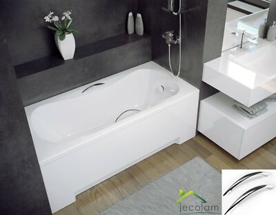 Badewanne Rechteck 130 140 150 160 170 x70 Schürze Handgriff Füße Ablauf Silikon