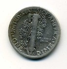 1942 P Mercury Head Dime 90% .900 Silver US 10 Cent U.S American 10c Coin #7848 — photo 2