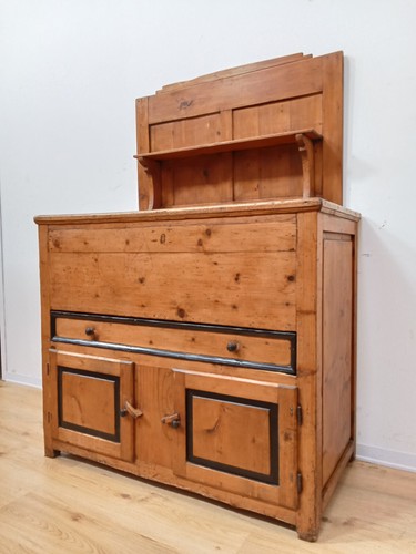 Credenza madia in abete rustica con piattaia - piano apribile - fine 800 - Foto 4 di 15