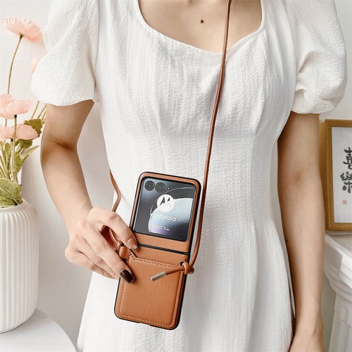 For Motorola Razr+2023 Razr 40/Ultra Crossbody Lanyard Card Leather Case Cover - Picture 4 of 32