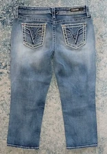 Vigoss Chelsea Jeans Women's 32x21 10 Heritage Fit Capri Embroider Stretch Denim