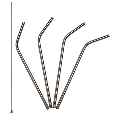 Lurch 240993 Edelstahl Trinkhalme gebogen, 21,5 cm, 4er Set mit Reinigungsbürste