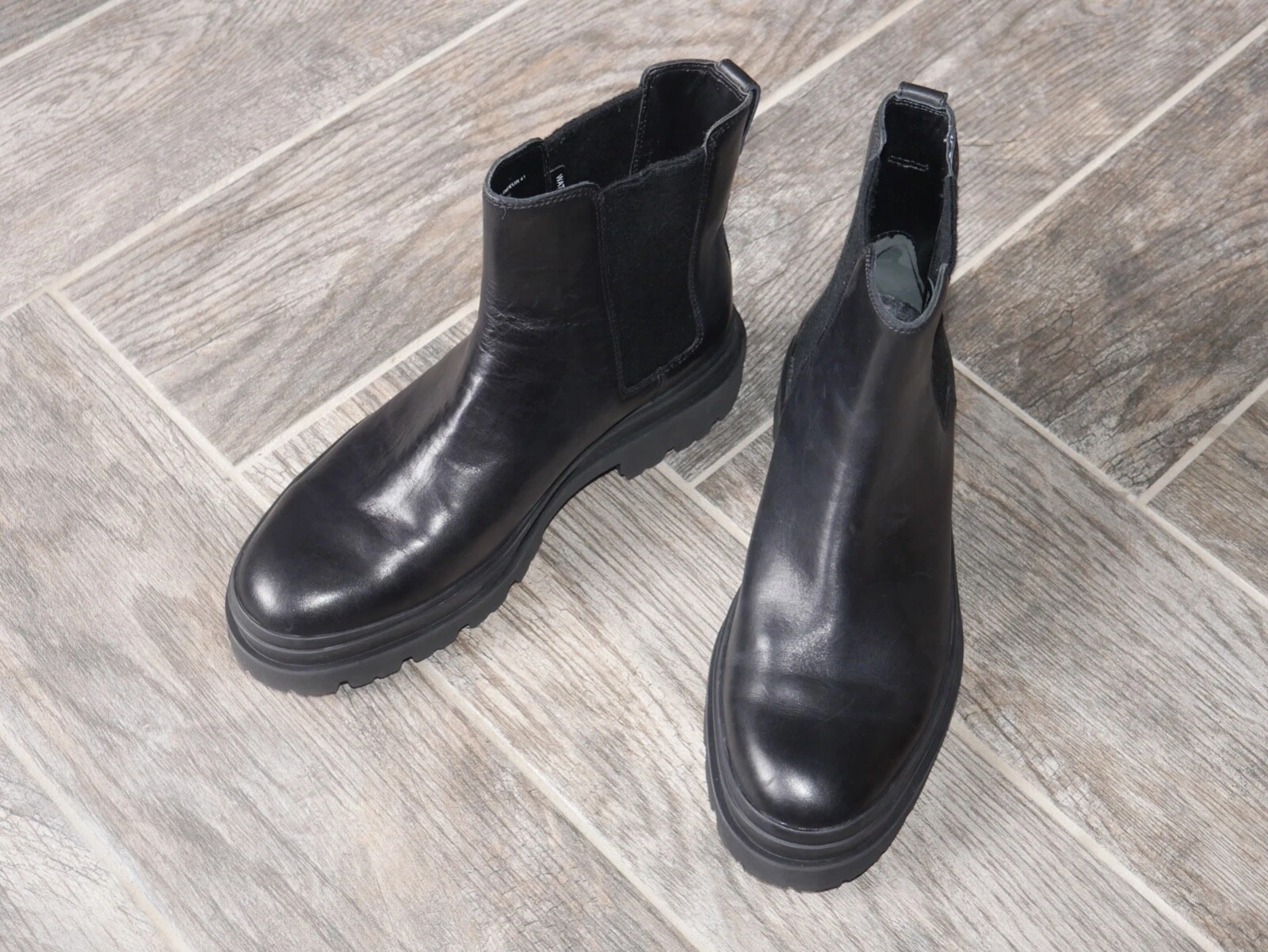 STUNNING Men's Black Leather Ankle Boots Shoes VINCE Rivers 12 $395 NEW