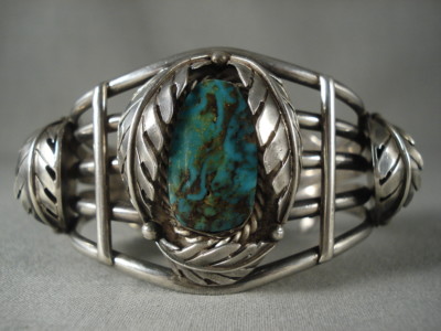 Museum Vintage Navajo' Grün Pilot Mountain Türkis' Silber Armband