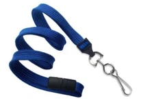 Lot of 100 Royal Blue 3/8" Breakaway Lanyards w/ Nickel-Plated Steel Swivel Hook