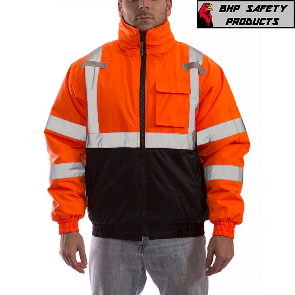 Hi-Vis Insulated Safety Bomber Reflective Jacket Coat HIGH VISIBILITY ...