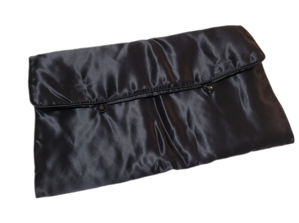 Donna Karan NY Diseñador Lencería Plegable Organizador Negro Satinado 6 Bolsillos con Cremallera Foto 2 de 4