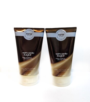 2 x Bath & Body Works WARM VANILLA SUGAR Triple Moisture Shower Cream Wash 8 oz