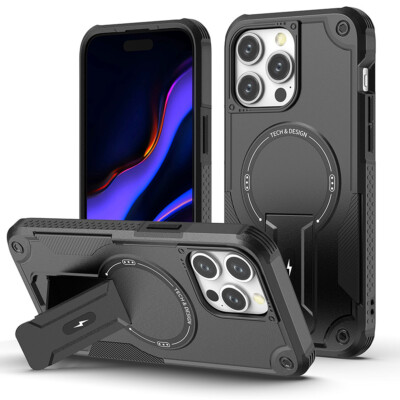 For iPhone 16 15 Pro Max 14 13 Mag-Safe Magnetic Kickstand Case Shockproof Cover