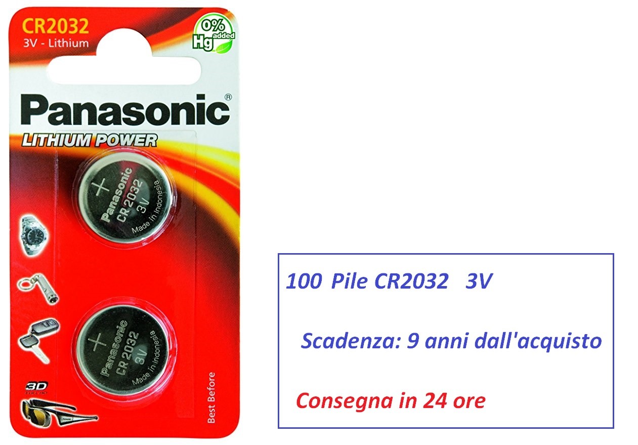 100  pile batterie CR2032  BR2032 3V Litio  Panasonic 3V