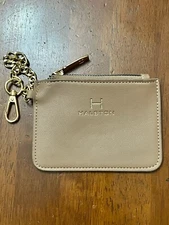 HALSTON Taupe Mini Wallet Key Chain Cash Zipper 4.75" x 3.25