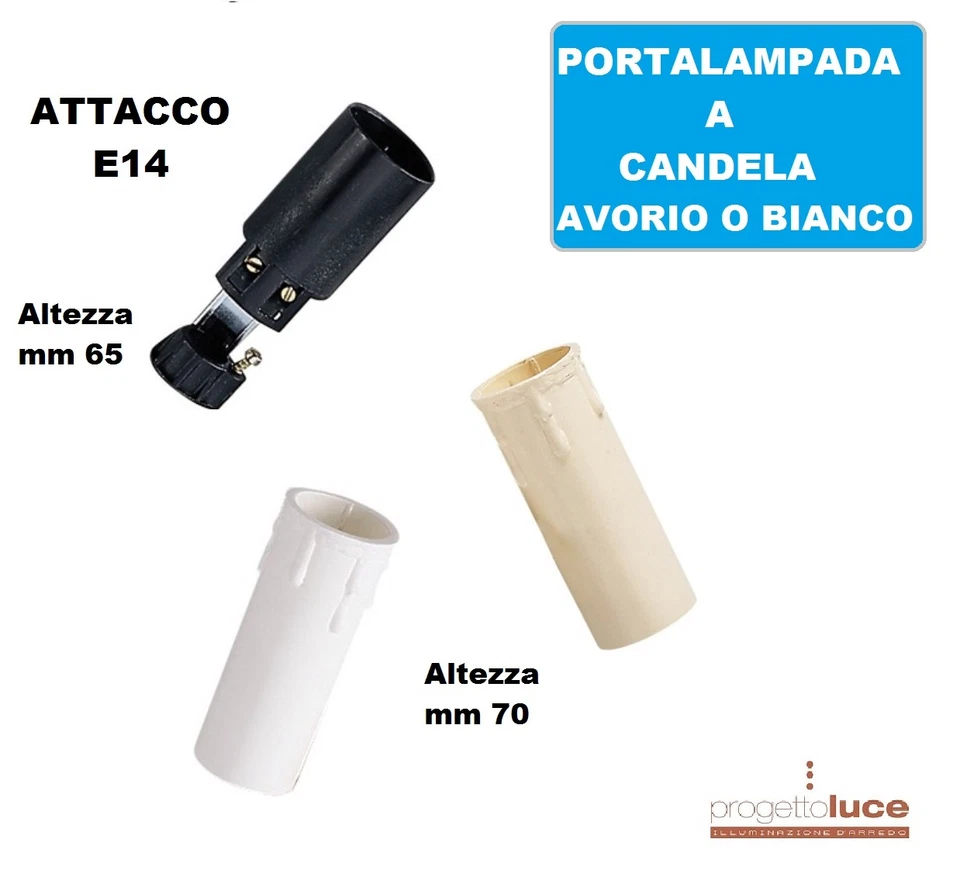 MASTER PORTALAMPADA ALTEZZA 65 mm CANDELA ANTICA COLORE AVORIO O BIANCO ATTACCO E14