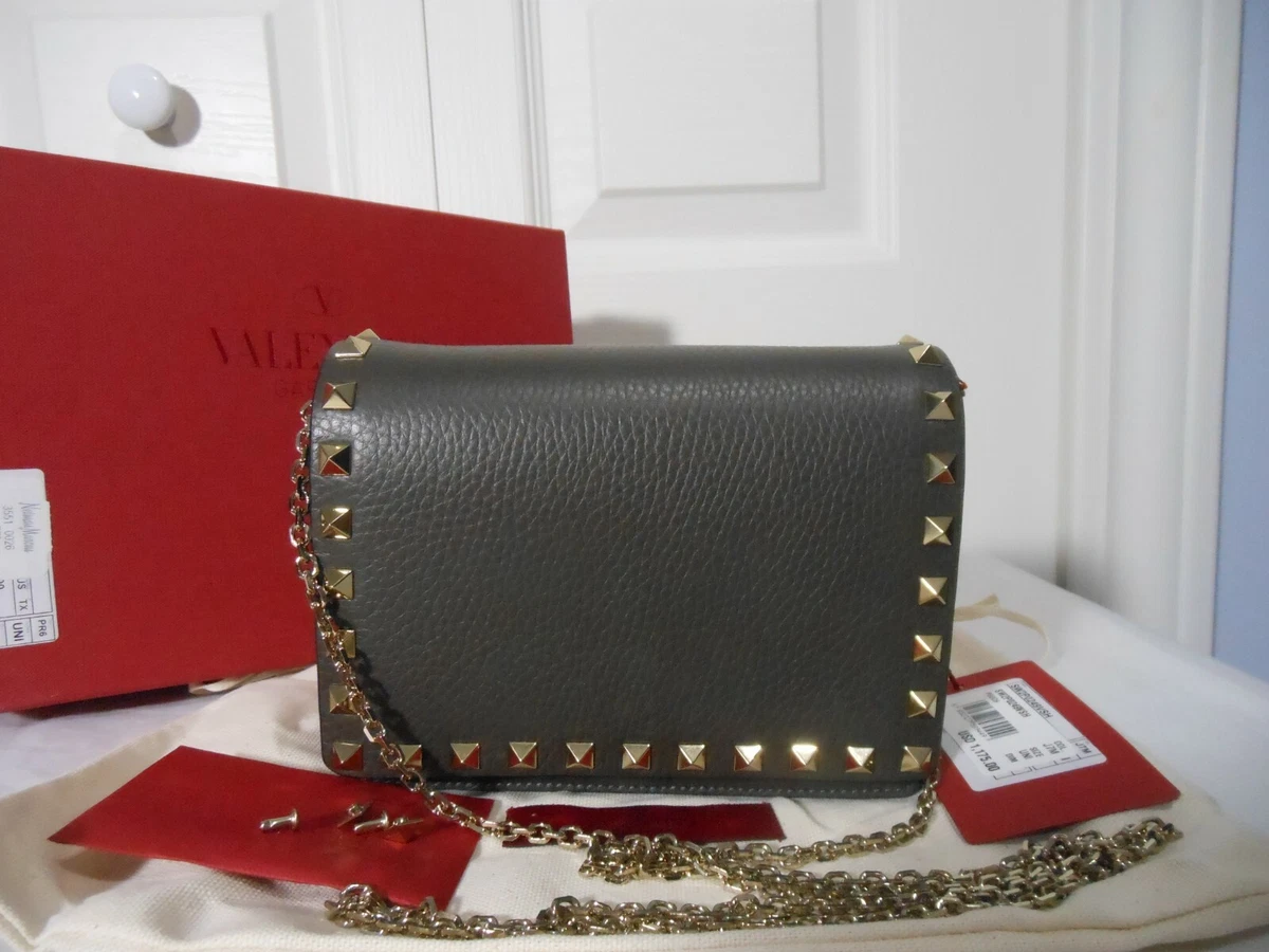 Valentino Garavani Rockstud Leather Chain Shoulder Bag, Red