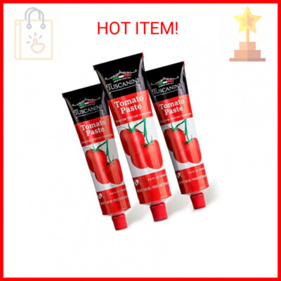 Tuscanini Premium Double Concentrated Tomato Paste Tube, 7.5oz (3 Pack) Made wit