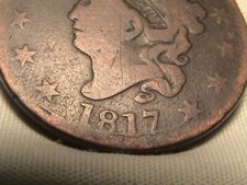 1817 Coronet Head Large Cent N-4 R3 Ext. Rare Retained Cud Star 1 to 18