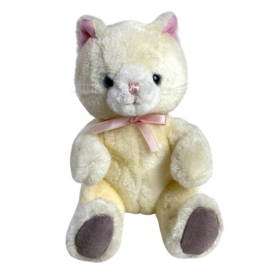 Vintage Russ Berrie Pinky Cat Plush Rare Blue Eyes Pink Toy Pastel Yellow