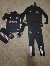 Kids Jersey With Long Sleeve Training Set Messi #10 Black Jersey Set Size 8-9