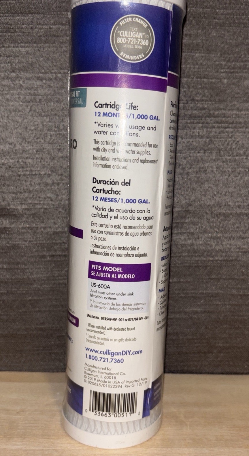 Culligan Advanced D-30A Under Sink Water Filter Cartridge - NEW - 19 Available