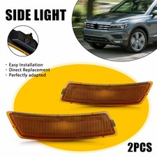 Front Amber Side Marker Bumper Lights Housings For 2018-2023 Volkswagen Tiguan