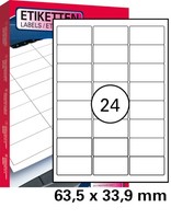 2400 St. Universal Etiketten 63,5 X 33,9 Mm Din A4 (100 Blatt) Laser Copy Inkjet
