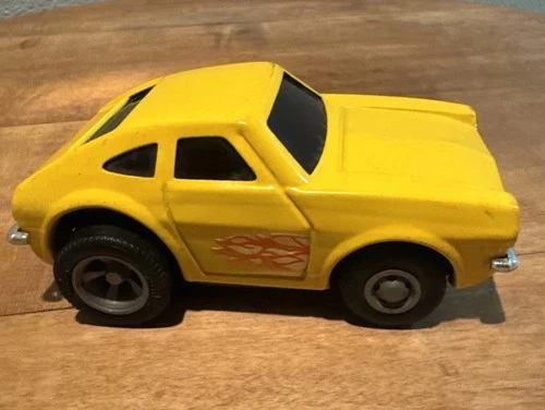 Vintage 1970’s Metal Tonka Yellow Race Car Ford Pinto Pull Back Car Japan 4.5 In