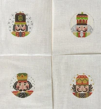 SET OF 4 MINI NUTCRACKERS HAND PAINTED 18CT NEEDLEPOINT CANVASES
