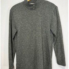 Vintage Teddi Mock Neck Top Womens Gray Speckled Minimalist M/L Grunge Soft Girl