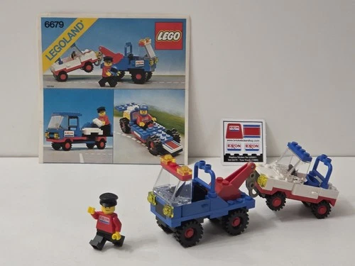VINTAGE LEGO TOWN 6679 EXXON TOW TRUCK 100% PARTS COMPLETE w MANUAL STICKERS EUC
