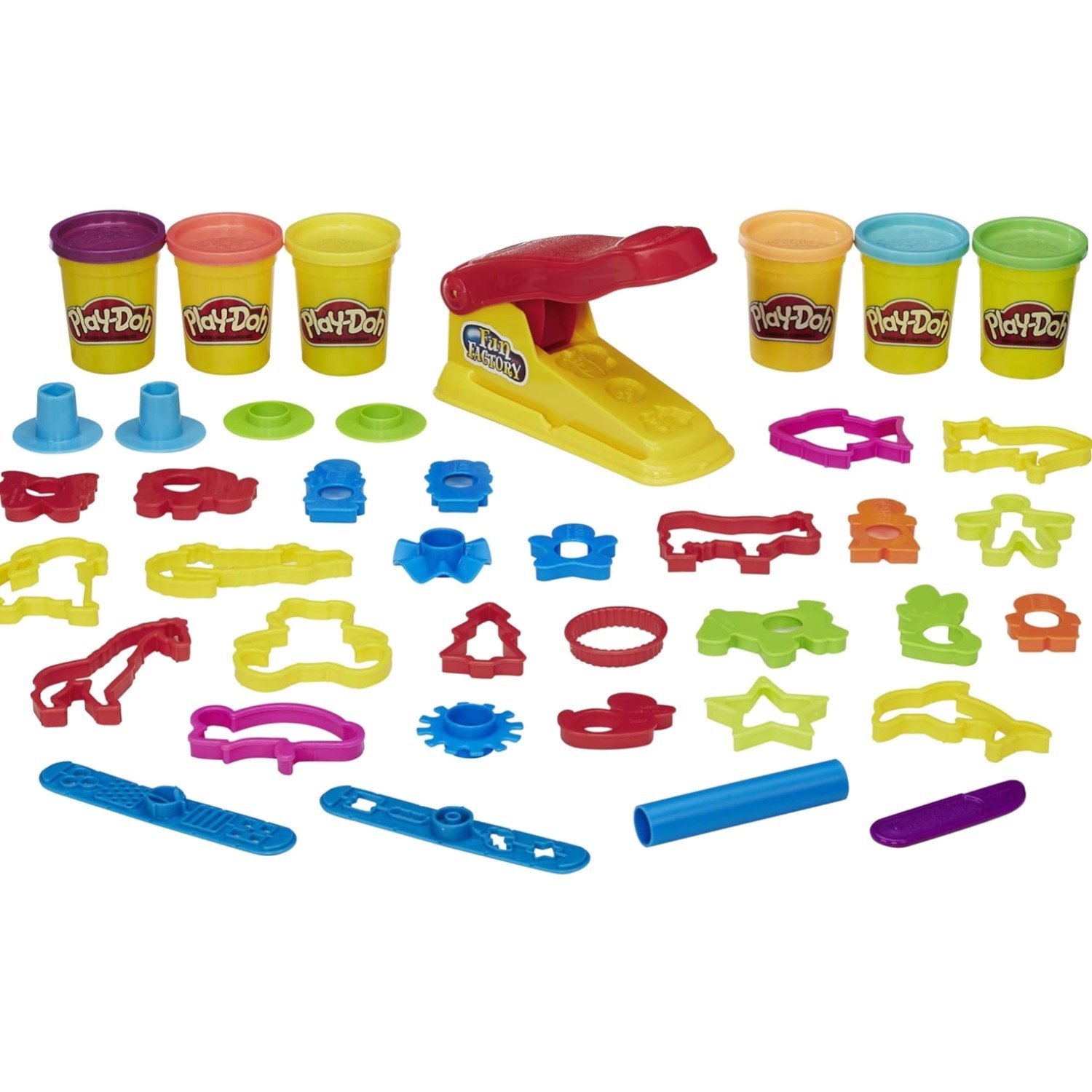 Play-Doh Fun Factory Deluxe Set, 31 Tools & 6 Cans, Back to 