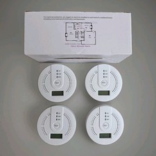 Pack of 4 Carbon Monoxide Detector Alarms with Digital LCD Display