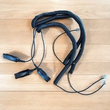 Lot of 3 Plantronics HIS 72442-41 Audio Cable Adapter Black Curly Thin Cord QD