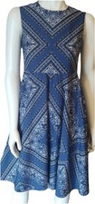 Red Valentino Blue Bandana Print Cotton Poplin Fit & Flare Dress NWT $795 Sz 40
