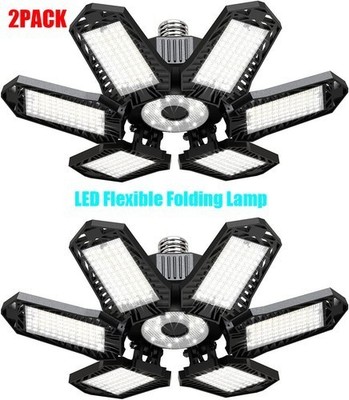 E26/E27 Screw-in LED Garage Light 2 Pack 100W 1000LM with 6 Adjustable Panels