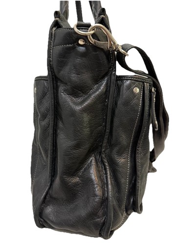 Levenger Schwarz Leder Laptoptasche Arbeitstasche Unisex Schultertasche Reißverschluss Top - Bild 4 von 22