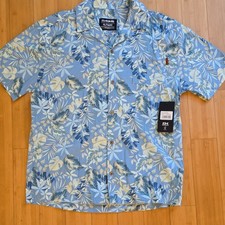 Dakine Men's XL Blue Cotton Woven Floral Hawaiian Button-Up Shirt w/ Pockets