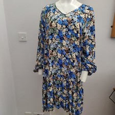 Soyaconcept Blue Floral V-Neck Loose Fit Dress ? Size XL ? New ? RRP �57