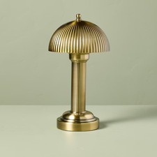 11.5 Fluted Metal Rechargeable Library Table Lamp Brass Includes Led