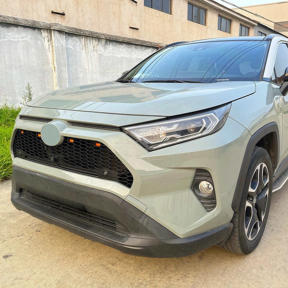 Black Front Grille Fits For Toyota RAV4 2019 - 2024 Grill With LED Light Bar - Image 3 of 4