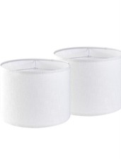 Set of 2 White Linen Drum Lamp Shade 13" Top x 13" Bottom x 10" High