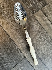 CUTCO Vintage Basting Serving & Slotted Spoon Pearl White Handle 17 KJ