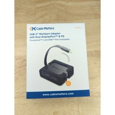 Cable Matters USB C Dual Monitor Hub 4K DisplayPort, 2X USB 2.0, Ethernet -Black