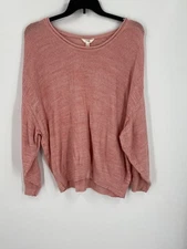 Terra & Sky Pink Round Neck Textured Knit Sweater Relaxed Fit size 1X Pink