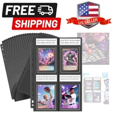 4 Pocket, 20 Pack Toploader Binder Pages for 3x4 Baseball Card Protectors, 16...