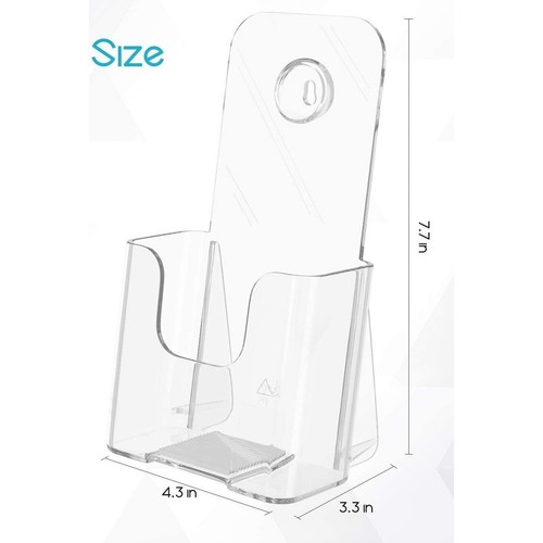 KTRIO Brochure Holder, Clear Acrylic, 4 inch Wide, Desk or Wall Mount, Set of 2