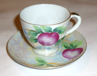 Vintage Lefton Hand Painted Lusterware Teacup & Saucer Apple Gold Trim Crown — photo 1