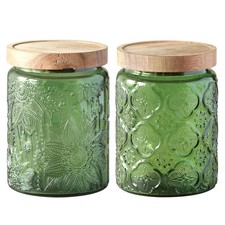 Glass Jar With Lid, Airtight Coffee Canister Sugar Container (Begonia Sunflow...