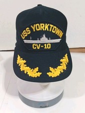 Vintage 80s Navy Ship USS Yorktown CV-10 Hat Made In USA Eagle Crest Trucker Hat