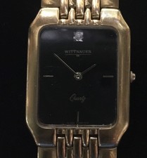 Vintage WITTNAUER Mens Gold Tone Quartz Diamond Dial New Battery Works Great