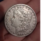1887 Morgan Silver Dollar $1 Coin, Circulated Business Strike, Philadelphia Mint